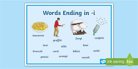 Words Ending in -i Word Mat (Hecho por educadores) - Twinkl