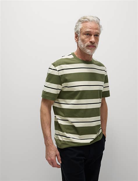Buy Pure Cotton Striped T-Shirt at Marks & Spencer