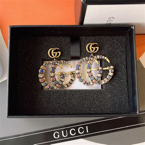 Fashion Gucci Earring Titanium Steel Letter Logo Double GG Ear Hoop ...