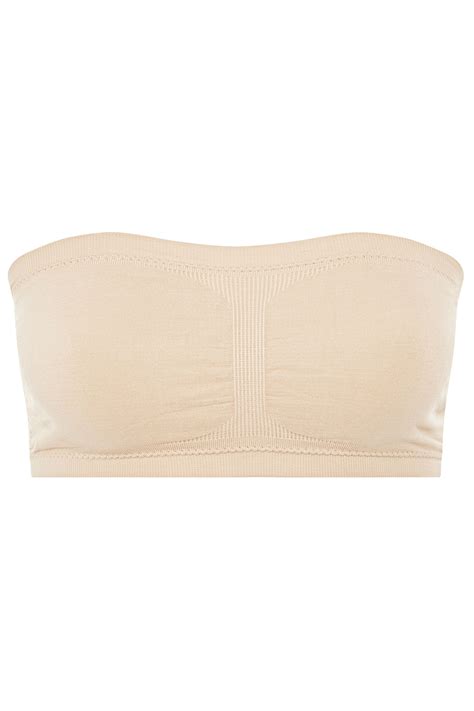 YOURS Plus Size Nude Seamless Padded Bandeau Non-Wired Bra | Yours Clothing