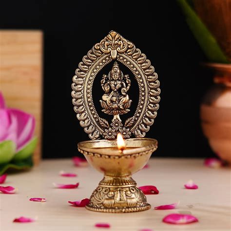 Buy Brass Large Size Laxmi Ganesha Idol with Deepak Gajalakshmi Oil ...