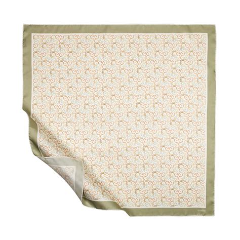 Green Typo Monogram Silk Twill Scarf | Ipekevi