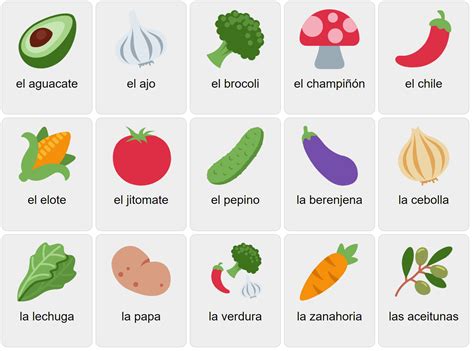 Vegetables in Spanish - Vocabulary Game - Ekvis.com
