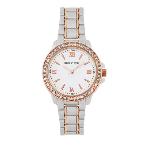 Shop online Radiant Halo Dual Tone Rhinestone Watch With White Dial And ...