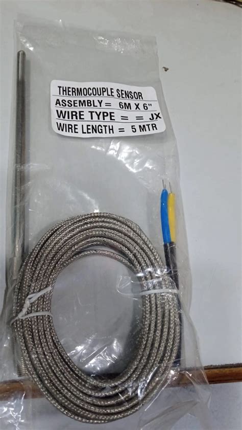 6mm x 6inches Thermocouple with 2m Shielded SS Weave Wire