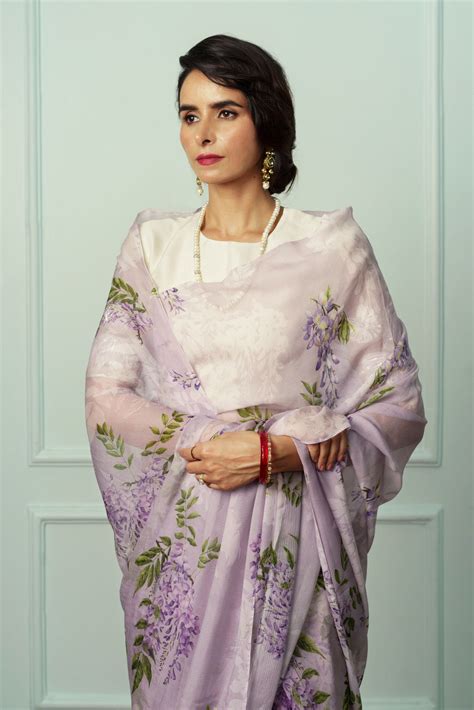 Kamini Printed French Chiffon Saree – Atelier Shikaarbagh