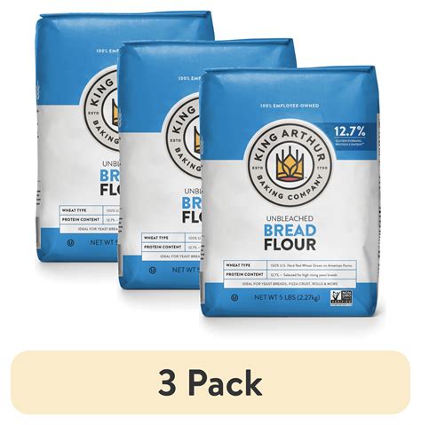 (3 pack) King Arthur, Unbleached Bread Flour, Non-GMO Project Verified ...
