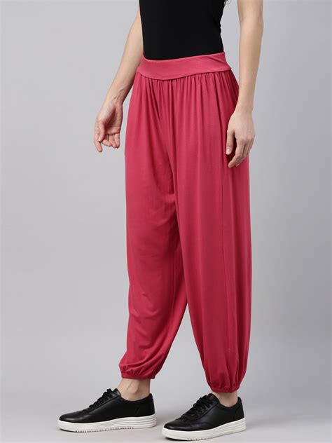 Fuchsia Viscose Stretch Harems – Go Colors India
