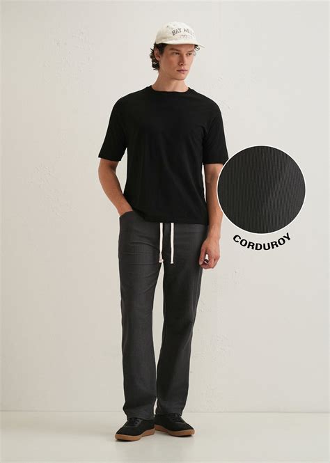 Dark Grey Straight Fit Corduroy Pants