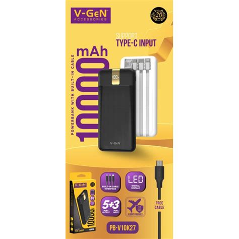 Jual Powerbank V-GeN Rescue V10K27 10000mAh Type C MicroUSB Lightning 2 ...