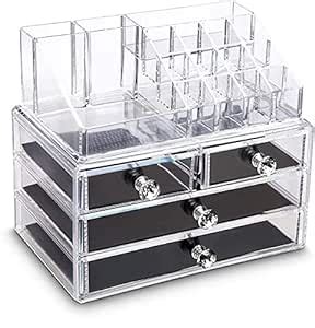 GRAHIL Multi Purpose Acrylic Jewelry Cosmetic Storage Organizer Box ...