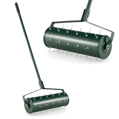 "Costway 21"" Manual Lawn Aerator, Heavy Duty, Rolling Push, Soil ...