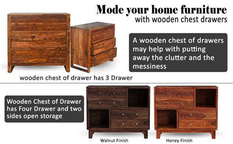 EBANSAL Solid Sheesham Wood Chest of Drawer for Bedroom | Wooden 5 ...