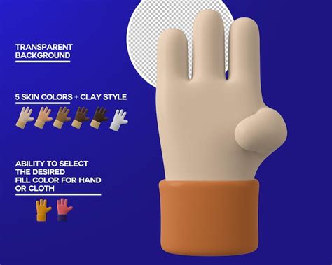 Cartoon hand three gesture | Free PSD
