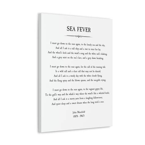 Sea Fever, Classic Poem by John Masefield, Seafaring Poem, High Quality ...