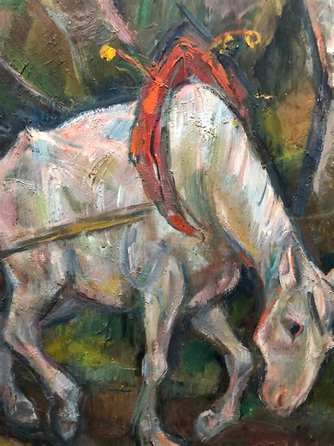 Emanuel Glicenstein Romano - Large Modernist Oil Painting 1940s, Judaica Hasidic Shtetl Wagon ...