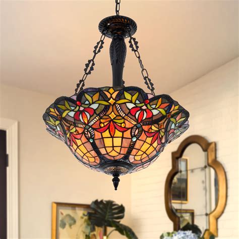 RuiWing Home Tiffany Chandelier, Stained Glass Tiffany Pendant Light ...