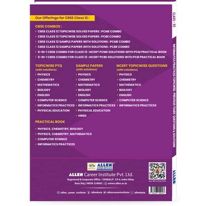 CBSE Class 12 Informatics Practices Topicwise Solved Papers - ALLEN E ...