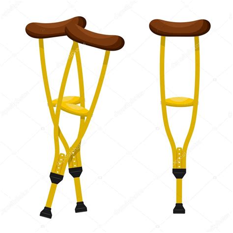 Las muletas en el estilo de cartón sobre el fondo blanco. Aislar. St. 2024