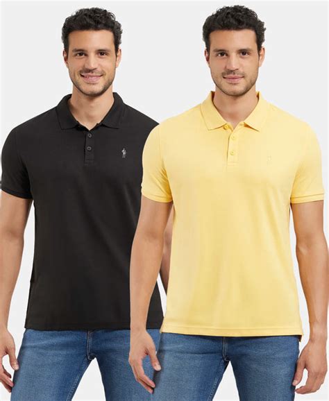 Buy Pack of 2 Super Combed Cotton Rich Solid Half Sleeve Polo T-Shirt ...