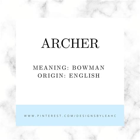 Archer: Baby Names with Meaning in English Language