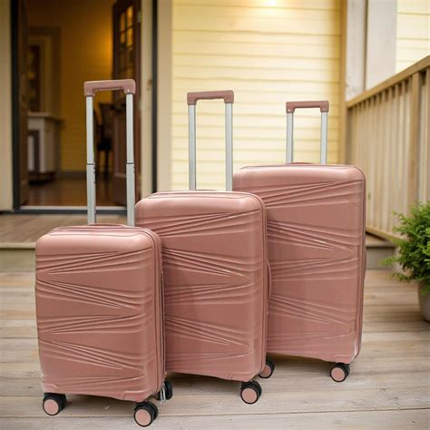 Premium Hard Shell Trolley Luggage Bag Set Rose 20”, 24”, 28” (3 Pc)