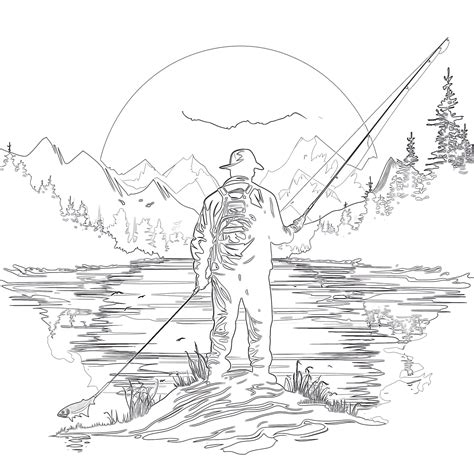 Adult Fishing Coloring Pages