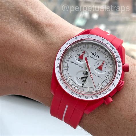 Buy RED ACCENT - RUBBER WATCH STRAP for Omega X Swatch Speedmaster ...