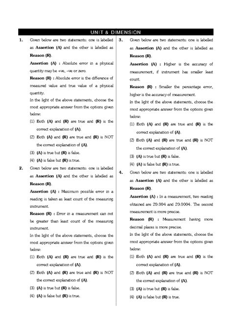 2 - this is a pactice paper for class 11 students - 4 UNIT & DIMENSION ...