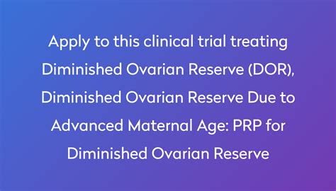 PRP for Diminished Ovarian Reserve Clinical Trial 2024 | Power