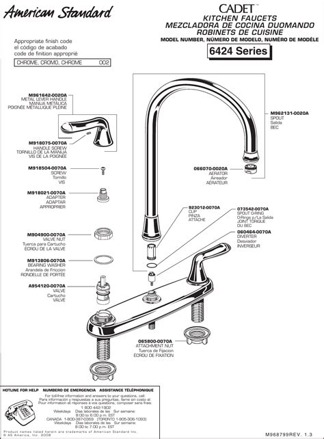 American Standard Cadet 6424 Series Users Manual Repairpart_6424_6425