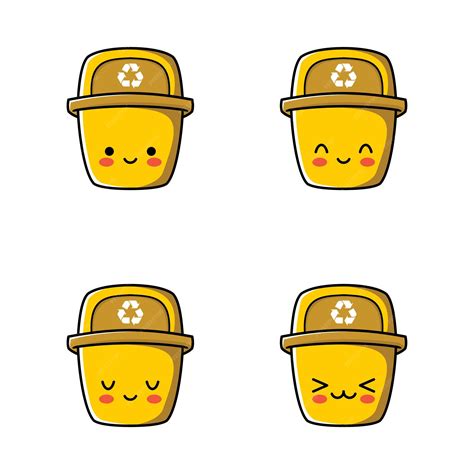 Premium Vector | Vector illustration of cute trash can emoji