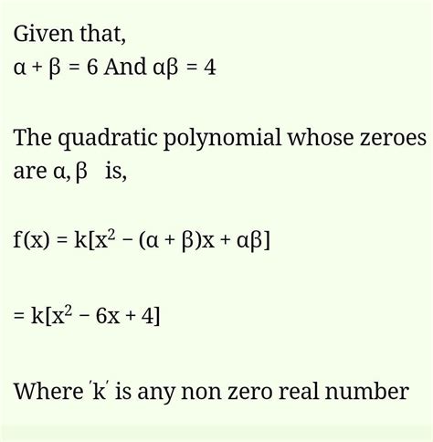 Alpha +beta=1 and alpha×beta=-6 .find alpha,beta - Brainly.in