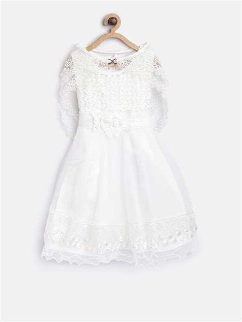 Girls White Pearls and Roses embellished Party Dress with Shrug ...