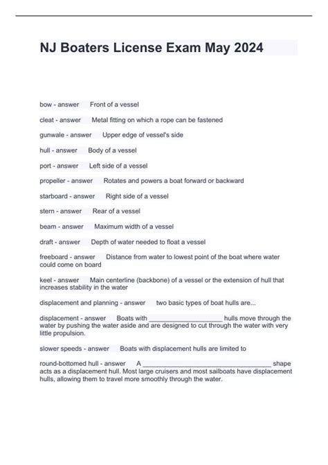 NJ Boaters License Exam May 2024 Questions and Answers 100% correct ...