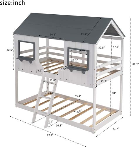 Buy LXBB House Shape Bunk Bed,Twin Over Twin Wood Bunk Bed Frame with ...