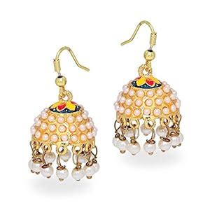 Buy Party Wear Yellow and Rani Color Rajasthani Enamel Work Pearl ...