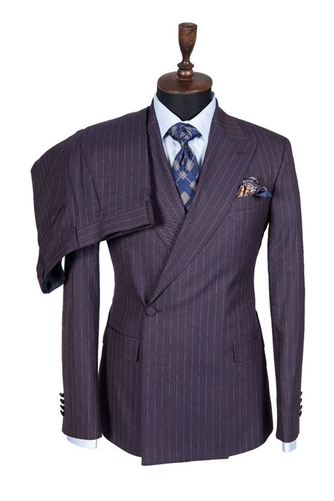 PURPLE NAVY BLUE STRIPED SINGLE BREASTED CLASSIC SUIT - Stanlion