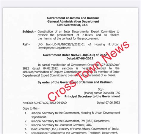 Expert Committee to oversee procurement of e-Buses in J&K