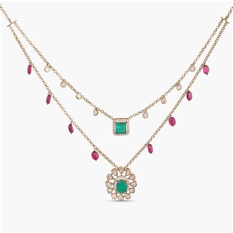 Discover Aarzoo Moissanites and Gemstone Silver Layered Necklace ...