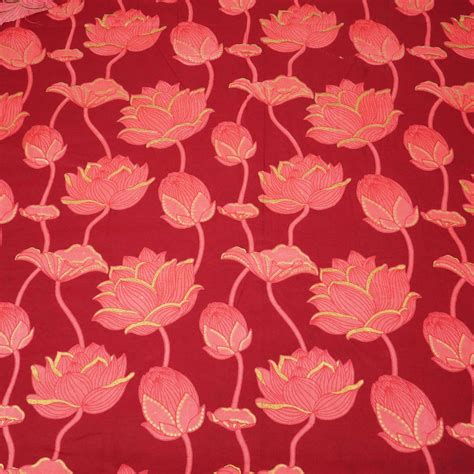 Buy Maroon Floral Foil Cotton Print Fabric Online at TradeUNO ...
