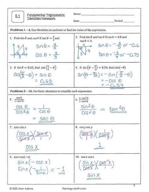 Image result for Trigonometric Identities Worksheet