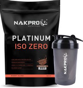 Nakpro PLATINUM ISO ZERO 100% Whey Protein Isolate with Shaker Bottle ...