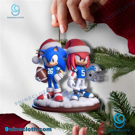 [Free Shipping + 20% Off] Detroit Lions Sonic And Knuckles Christmas Ornament - 9ninecloth