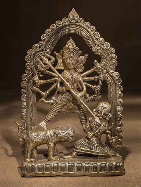Buy Large Dhokra Craft Curio - Goddess Durga Victory Online