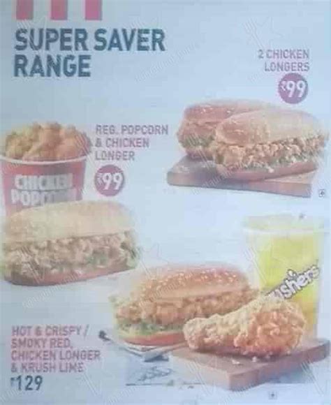 Menu at KFC, Bengaluru, Total Mall