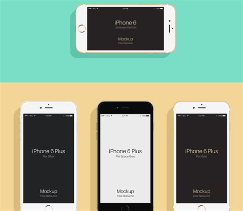 Set Of Floating Iphone Plus 6S Mockup Psds