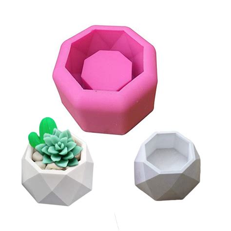 MeiMeiDa Flower Pot Silicone Mold - Succulent Plant Vase Gypsum Cement ...