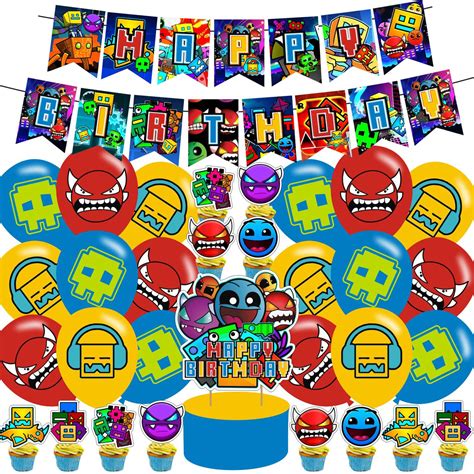 Geometry Aesthetic Dash Birthday Party Supplies,Geometry Aesthetic Dash ...