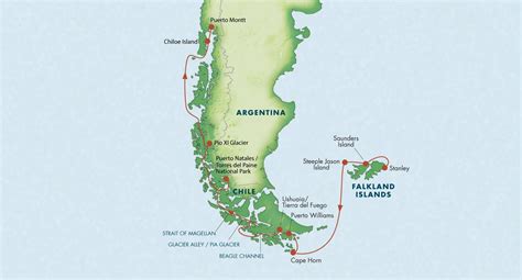 Patagonia with the Falkland Islands & Cape Horn Map | Torres del paine ...